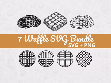 Waffle SVG Bundle, Breakfast Cut File, Food Clipart for Cricut, Kitchen Design, Bakery SVG, Waffle PNG