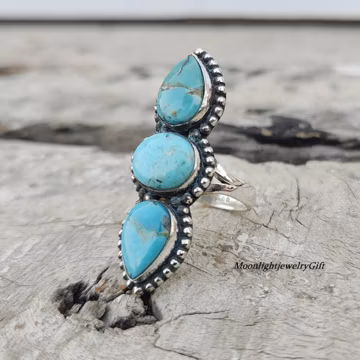 Mohave Turquoise Rings, 925 Sterling Silver Rings, Designer Jewelry, Handmade Rings, Turquoise Gemstone, Women Rings, Gift For Her, ///