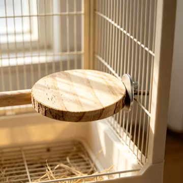 Natural Wood Slice Bird Perch Platform,Cage Mounted Wooden Bird Stand, Flat Perch for Budgie Lovebird Cockatiel, Small Parrot Cage Accessory