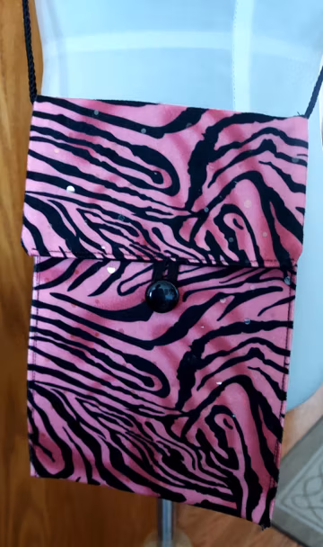 Hot Pink and Black Tiger Print Cross Body/Shoulder Bag Handmade by Carm