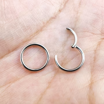 20G 18G 16G 14G Silver color 316L Surgical Steel Hinged Clicker Segment Ring Nose Hoop Daith Earring Cartilage Helix Tragus Piercing