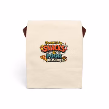 Powered by Snacks & Poor Decisions Canvas Lunch Bag