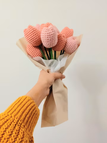 Crochet Flower Tulip Birthday Gift Knitted Flower Bouquet Bday Gift Crochet Tulip Bouquet Gift For Graduation Flower Bunch Handmade Flowers