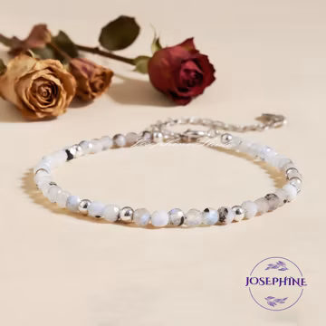 Tiny Rainbow Moonstone Beads Gemstone Bracelet in Sterling Silver, 3mm Crystal Beads Delicate Women Bracelet, Healing Balance Bracelet, gift