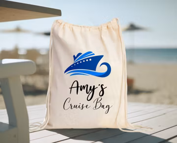 Personalized Cruise Squad Drawstring Backpack: Nautical Anchor Sack Bag