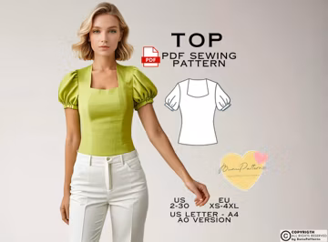 High Hip Top Sewing Pattern: US 2-30, EU Xs-4xl (PDF Pattern)