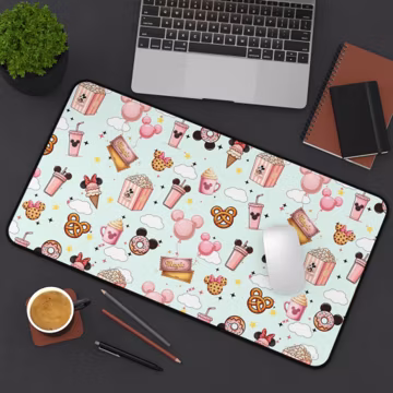 Mickey-Shaped Snack Neoprene Desk Mat | Cute Mouse Pad