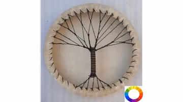 24" inch. Native American style Handmade Buffalo Hide Shaman shamanic Rawhide percussion yoga meditation wooden frame drum Natural + Beater