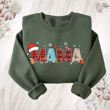 Christmas Mama Sweatshirt Holiday Tree Buffalo Plaid Mama Hoodie, Custom Mama Sweater, Christmas Sweatshirt, Mama Christmas Hoodie, Mom Tees