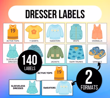 Kids Dresser Labels, Kids Closet Labels, Kid Drawer Labels, Kids Closet Storage Stickers, Drawer Labels, Kids Labels, Dresser Drawer Labels
