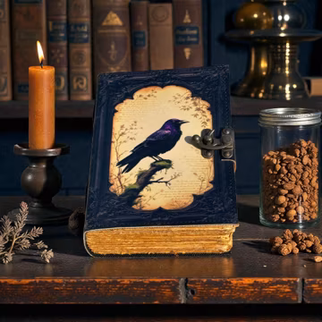 Raven Leather Grimoire Journal: Gothic Witch Spell Book