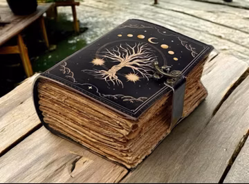 Tree of Life Leather Grimoire: Handmade Book of Shadows, Vintage Lock