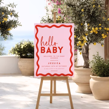 Pink and Red Baby Shower Sign Template Baby Shower Welcome Sign Hand Drawn Printable Girl Baby Shower Decoration Editable Baby Sprinkle BB06
