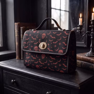 Alternative Handbag Gothic Skull Crossbody Bag-Canvas Style Handbag