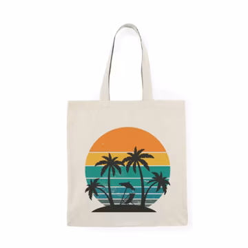 palm trees, Natural Tote Bag