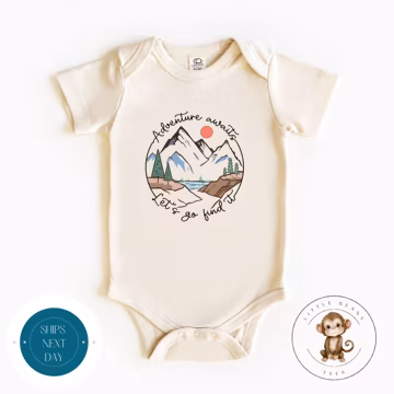 Adventure Awaits Baby Onesie® | New Baby Onesie® | Cute Baby Shower Gift | Natural Onesie®