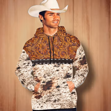 All-Over-Print Adult Western Hoodie, Great Western Christmas Gift for Cowgirl or Present for Cowboy 100% Machine Washable Digitally Printed