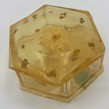 Pressed Flower Trinket Box Resin with Gold Flakes