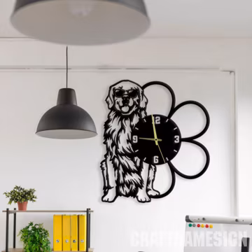 Decoration Metal Wall Clock Golden Retriever Dog, Wall Clock Unique for Home Decor and Wall Art, Personalized Golden Retriever Wall Clocks
