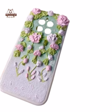 Finished Handmade Decoden Phone Case | Pink Violet Flowers | Samsung | Android | Apple iPhone | Tablet
