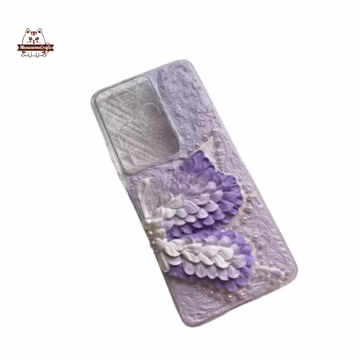 Finished Handmade Decoden Phone Case | Purple White Butterfly Pearls | Samsung | Android | Apple iPhone | Tablet