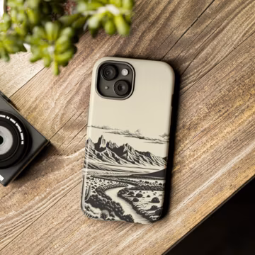 Desert Scene Tough Phone Case, New Mexico Southwest Gift, iPhone 15 Plus Pro Max, Aesthetic Cactus Nature Inspired Protective Device Cover