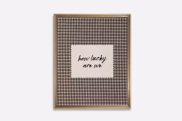 Rustic Brown Gingham How Lucky Are We Hand Written Wall Art Western Digital Download Trendy Decor