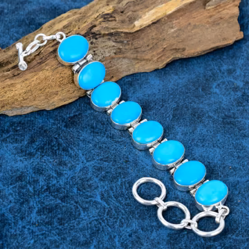 Handmade Sleeping Beauty Turquoise Sterling Silver Bracelet