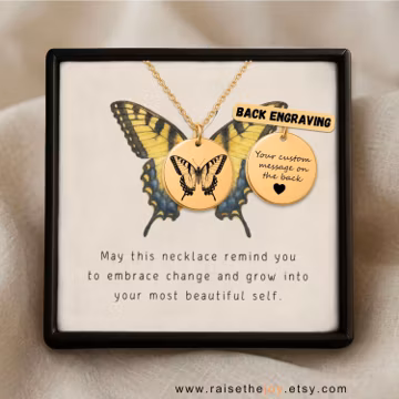 Personalized Eastern Tiger Swallowtail Necklace Custom Butterfly Lover Jewelry Engraved For Bridesmaid Pendant Nature Lover Summer Gift