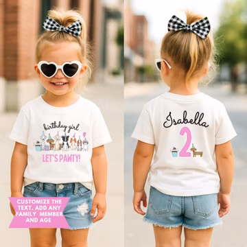 Let's pawty puppy birthday shirt, let's paw-ty, puppy birthday, dog birthday, puppy party, dog birthday party, pawty shirt, girl birthday