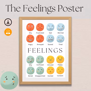 Feelings Chart Poster | Mental Health, Emotions (Digital Download)