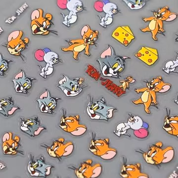 Set of 5D Character Themed Nail Art Stickers Tom and Jerry Themed Nail Decals