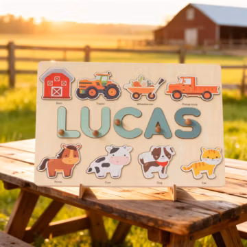 Personalized Farm Name Puzzle, 1 Year Old Birthday Gifts Boy, Custom Toddler Puzzle, Personalized Puzzles for Kids, Farm 2nd Birthday Gifts