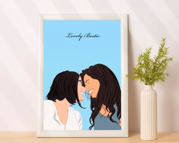 Best Friend Portrait from Photo, Birthday Gift, Custom Illustration, Best Friend Gift, Personalized Gift for Sister, Cartoon Portrait