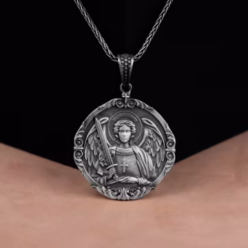 Saint Michael Handmade The Archangel Sterling Silver Men Charm Necklace, Archangel Pendant, St Michael Cristian Jewelry, Christian Necklace