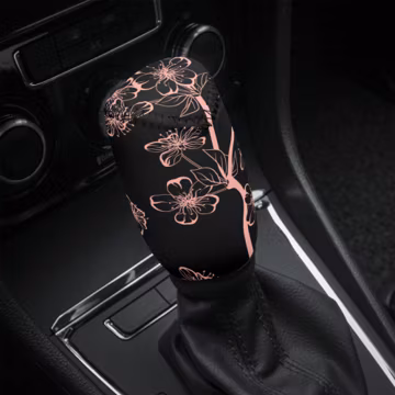 Cherry Blossom Sakura Car Shift Knob Cover Boot Custom JDM Japanese Floral Design Graphic Pink Black Minimalist Cute Anime Kawai Charm Art