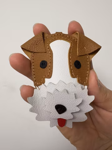 Jack Russel Charm,Leather Bag Charm, Leather Handbag and Purse Charm, Jack RusselKeychain,Cute Jack Russel Charm,pet bag charm