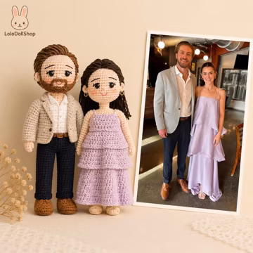 Custom Couple Portrait Doll, Personalized Crochet Couple Doll, Look Alike Family Portrait Doll, Gift for Wife Husband, Gift for Mom Dad