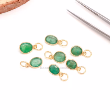 Natural Emerald Charm, 14k Solid Gold Charm, Emerald Charm Pendant, Gold Charm, Handmade Gold Charm, Gold Handmade Pendant, Gift For Her