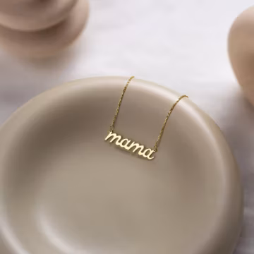 14k Gold Dainty Mama Name Necklace, Custom Mom Name Necklace, New Mom Jewelry Gifts, Mothers Day Gift, Handmade Minimalist Mom Pendant