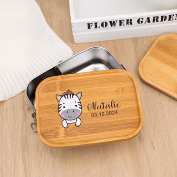 Personalized Stainless Steel Lunch Box with Wooden Lid,Children Custom Bread Box,Lunch Box for Baby Boy Girl,Back To School Gift,Best Gift