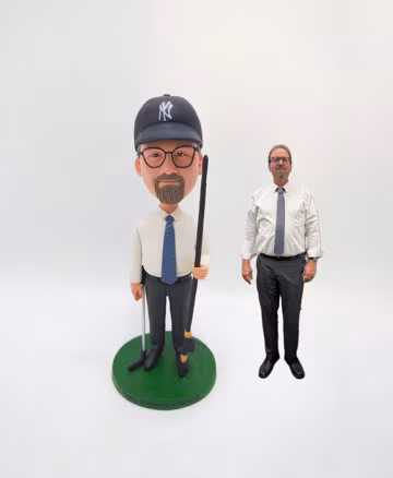 Custom Golf Boss Birthday Bobblehead Figurine Personalized Portrait Handmade Professional Style Swing Moment Keepsake