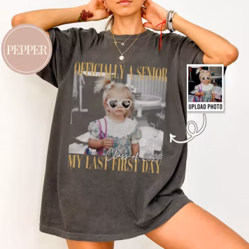 Personalised Vintage Photo And Year Senior Shirt, Officially A Senior Shirt, My Last First Day T-shirt, Class of 2027 Shirt,Graduation Shirt
