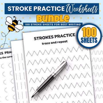 Stroke Handwriting Practice: 100 Printable Sheets (Digital Download)