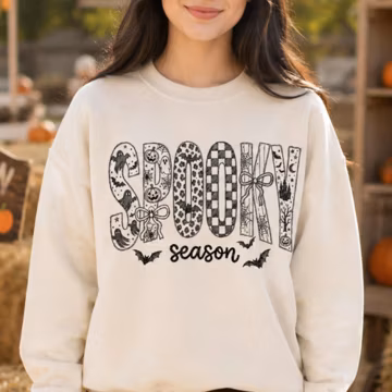 Comfort Colors® Retro Spooky White Outline Polka Dots T-Shirt, Halloween Distressed shirt, Halloween Literally Tee, Pumpkin Shirt, Ghost Tee
