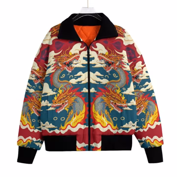 Dragon Bomber Jacket Asian Men's Gift Man's Tattoo Rockabilly Biker Japanese Chinese Ink S/M/L/XL/2XL/3XL/ 4XL /5XL Baroque Rococo Club