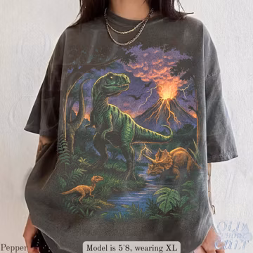 Vintage Jurassic Dinosaur 90s Graphic T-Shirt, Retro T-Rex & Triceratops Shirt, 90s Prehistoric Graphic Tee, Dino Top, Nostalgia Nature Gift