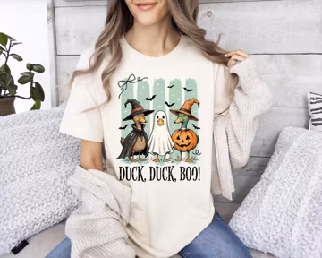 Spooky Duck Halloween Shirt, Funny Ghost Duck Tee, Pumpkin Shirt, Trick Or Treat Tee, Cute Halloween Shirt, Fall Spooky Top