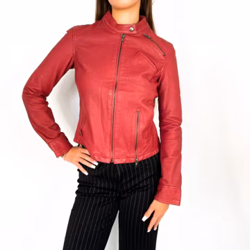 Red Spicy Genuine Leather Jacket Fitted Y2K Leather Jacket