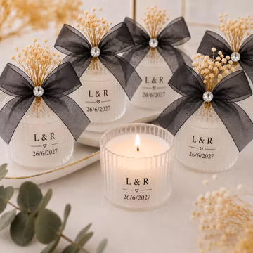 Personalized Candle Favor, wedding favor, bridal shower, Dried Flowers, party favors